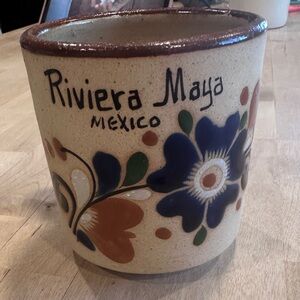 Riviera Maya Ceramic Mug - Blue and Brown Floral